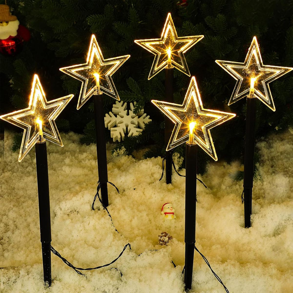 Outdoor Solar Power Xmas Lights - 5 pçs luzes de caminho de