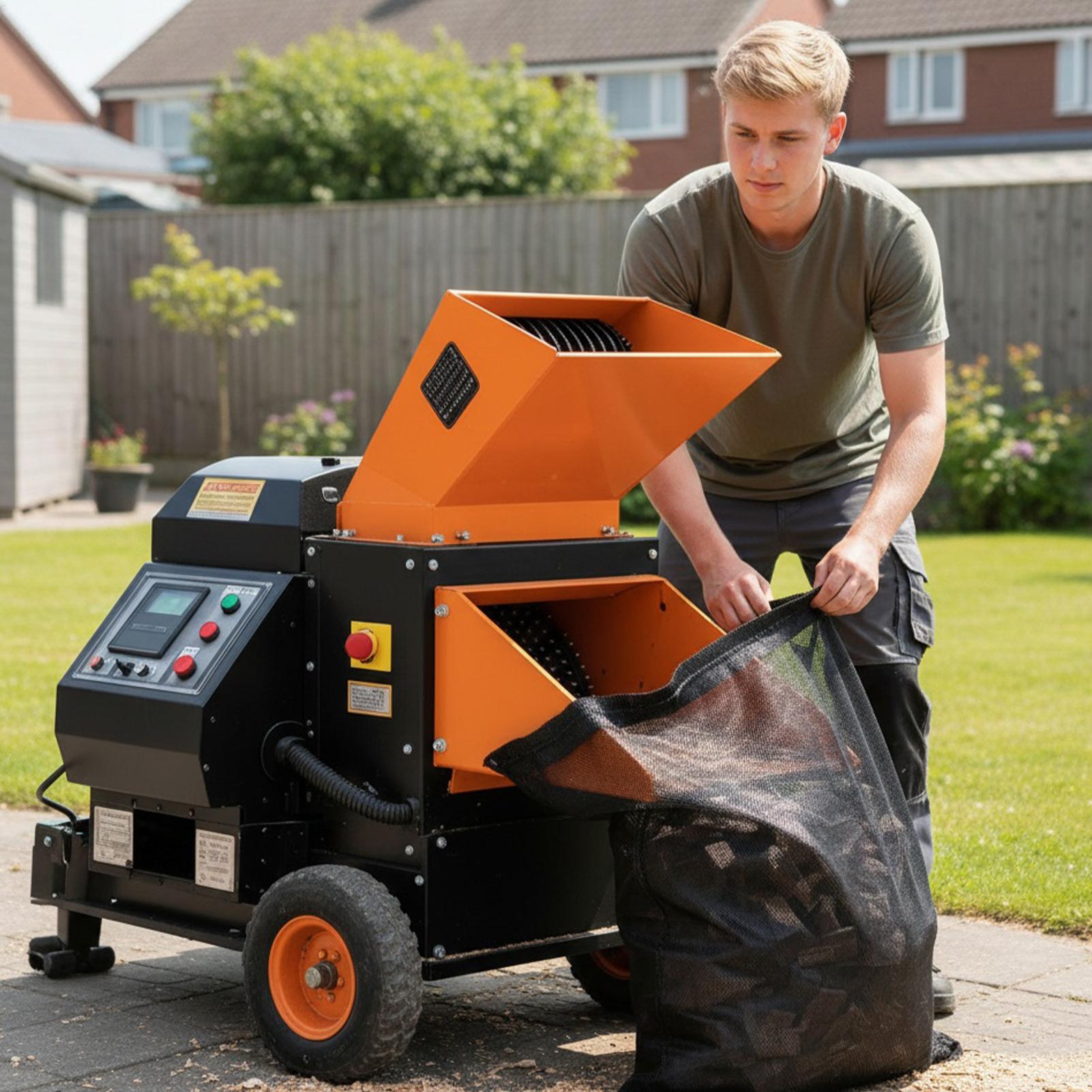 Garden Shredder Chipper - Bolsa trituradora de madeira, suporte de