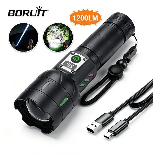 Outdoor Power Meter Bike - Lanterna BORUiT A15 com Display Digital