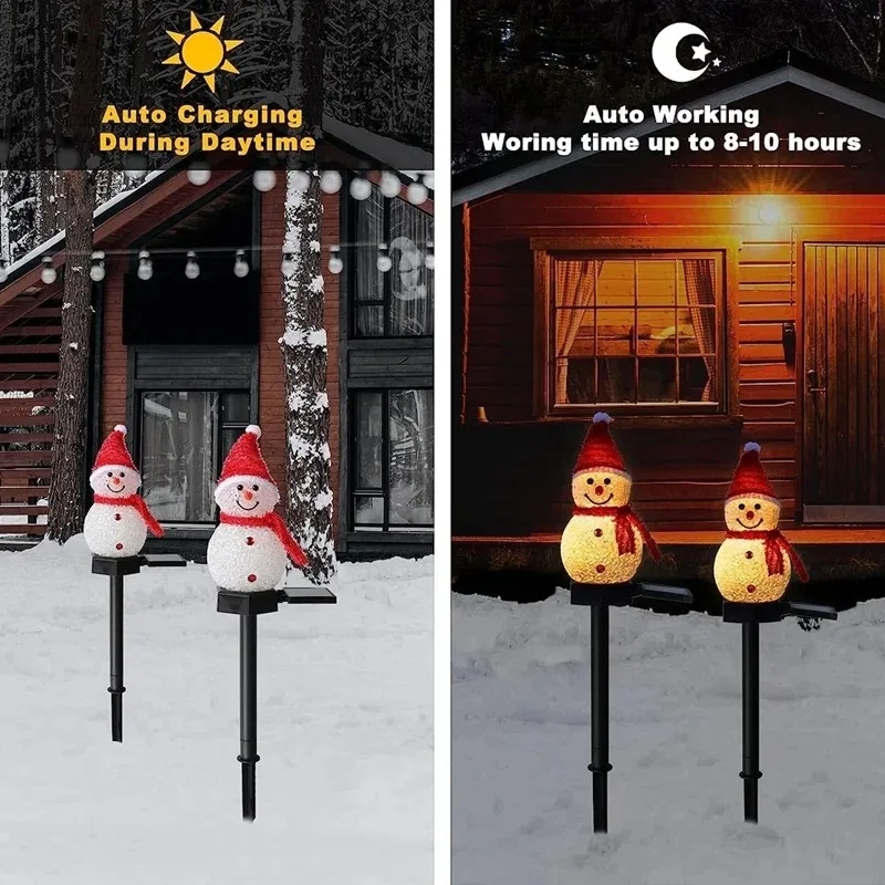 2 led boneco de neve luz solar - Outdoor Solar Power Xmas Lights avaliação e preço