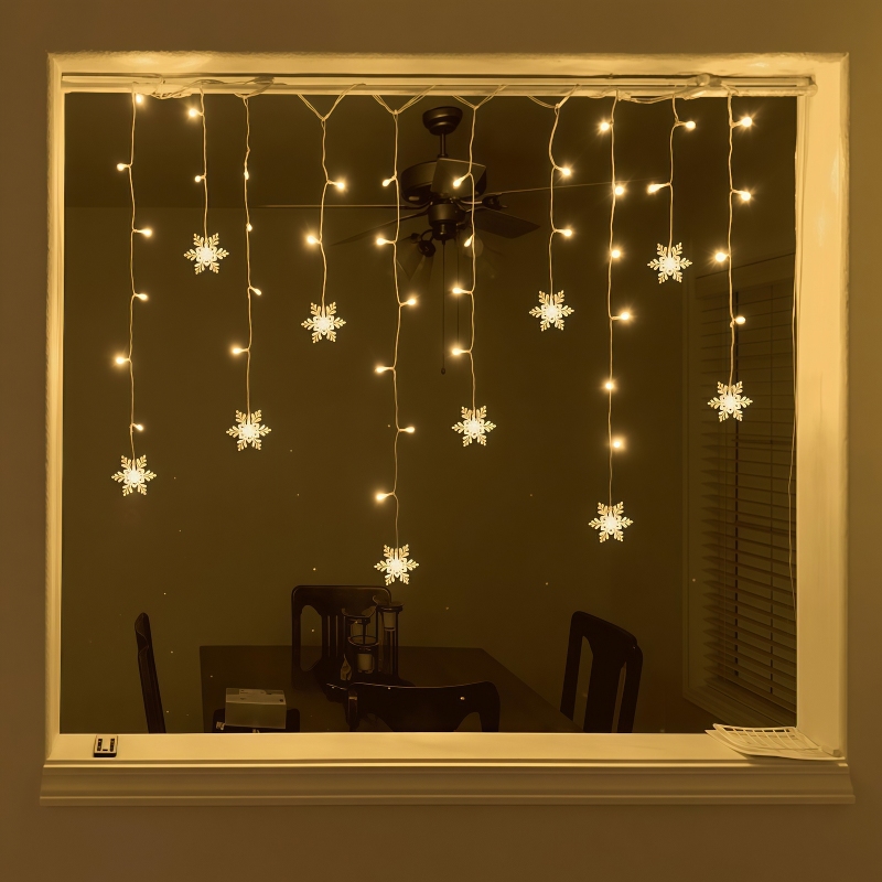 Luzes de cortina com floco de  - Outdoor Solar Power Xmas Lights avaliação e preço