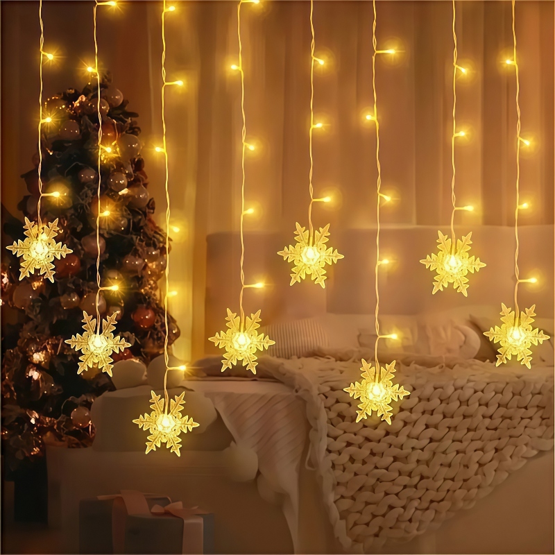 Luzes de cortina com floco de  - Outdoor Solar Power Xmas Lights avaliação e preço
